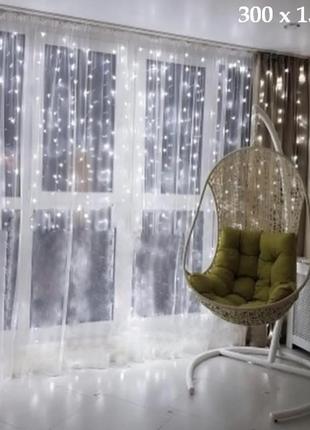 Гірлянда штора водоспад curtain-lights 240 led 3х1,5м white