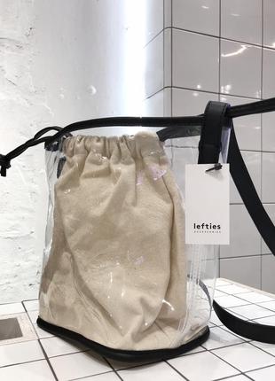 Прозрачная виниловая сумка с мешочком lefties (zara)4 фото