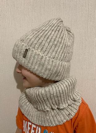 Зимовий набір для хлопчика 50-52-54 см шапка на флісі і хомут