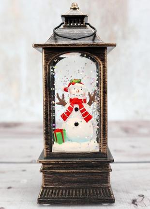 Новорічна лампа зі снігом (блискітки) підвісною лампа зі сніговиком світильник різдвяний новорічний декор