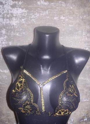 Топ бралет з сітки з мереживом і портупеєю