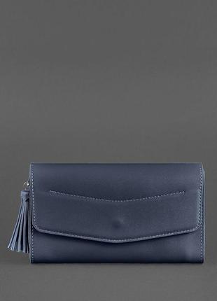 Кожаная сумка-трансформер на пояс женская поясная сумка бананка слинг из натуральной кожи темно-синяя3 фото