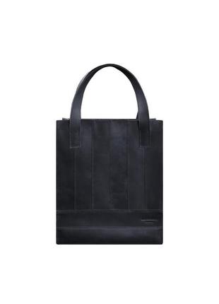 Кожаная женская сумка шоппер, шопер из натуральной кожи синяя10 фото