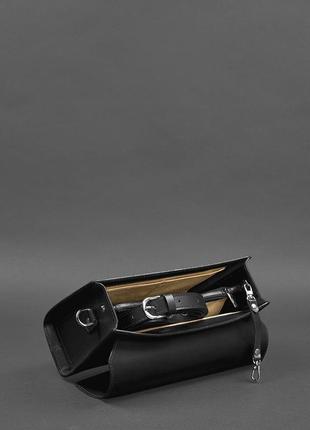 Женская кожаная сумка кросс-боди через плечо из натуральной кожи черная4 фото