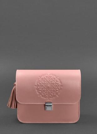 Жіноча шкіряна сумка через плече бохо сумка меседжер крос-боді з натуральної шкіри рожева2 фото