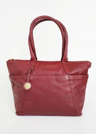 Pure luxuries натуральна шкіряна сумка жіноча на плече бордо1 фото