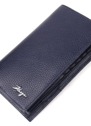 Вертикальний гаманець із натуральної шкіри karya 21141 синій1 фото