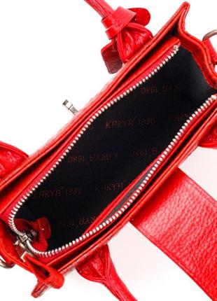 Яркая маленькая женская сумка karya 20893 кожаная красный4 фото