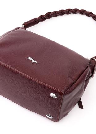 Стильная женская сумка karya 20869 кожаная бордовый3 фото
