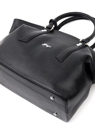 Містка жіноча сумка karya 20881 шкіряна чорний3 фото