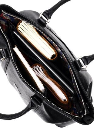 Містка жіноча сумка karya 20881 шкіряна чорний6 фото