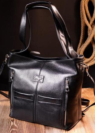 Вместительная женская сумка-шоппер с карманами karya 20877 черный9 фото