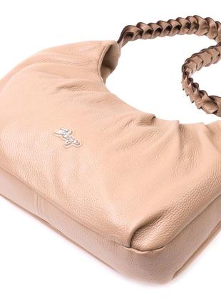 Стильная сумка багет karya 20836 кожаная бежевый3 фото