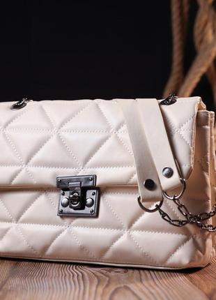 Красива жіноча сумка з екошкіри vintage 18710 бежевий8 фото