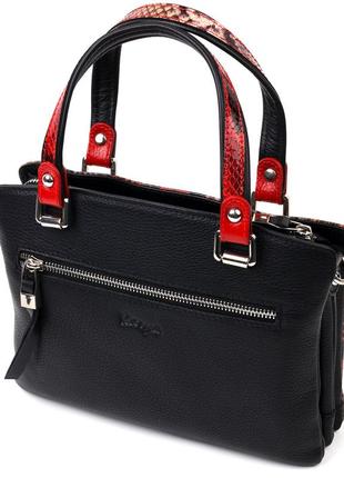 Фактурна невелика жіноча сумка karya 20902 шкіряна чорний2 фото