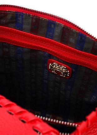 Містка жіноча сумка karya 20849 шкіряна червона6 фото