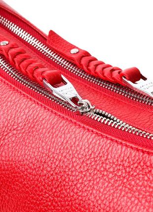 Містка жіноча сумка karya 20849 шкіряна червона8 фото