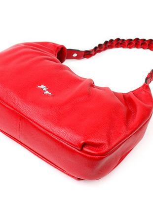 Яркая женская сумка багет karya 20837 кожаная красный3 фото