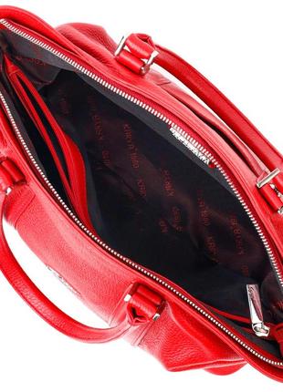 Красивая яркая женская сумка karya 20937 кожаная красный5 фото