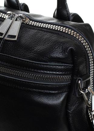 Сумка женская рюкзак кожа alex rai 8781-9 черная3 фото