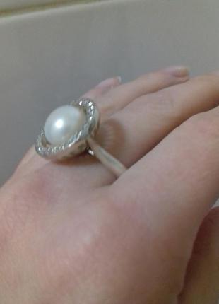 Серебряное кольцо с культивированной жемчужиной2 фото