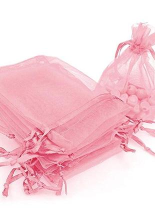 Подарочний мешочек из органзы 10*15см прозрачный цвет рожевий
