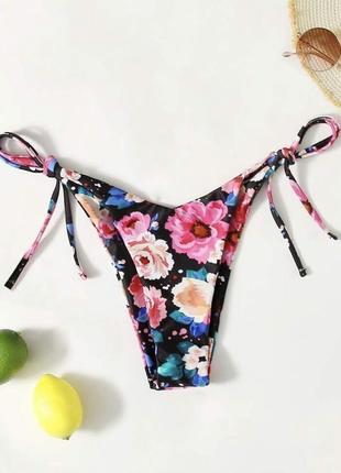 Низ від купальника, квітковий принт, плавки яскравий низ від купальника, низька посадка.