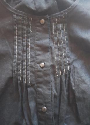 Льняная черная удлиненная блуза туника f&f5 фото