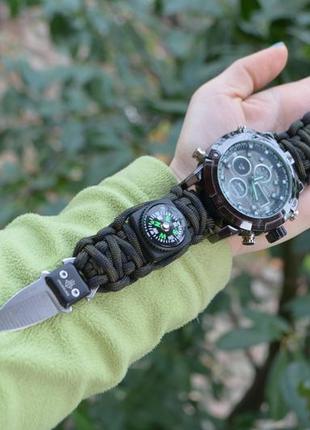 Часы военные из паракорда с плетением трилобит застежкой-нож цвет размер под заказ + брелок в подарок