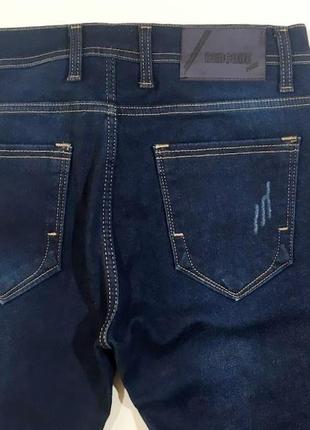 Мужские синие джинсы на флисе3 фото