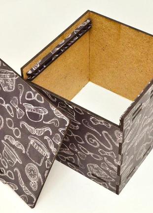 Дерев'яна коробка (в розібраному виді) кольорова подарункова коробочка 10х10 см для подарунки лдвп чорна4 фото