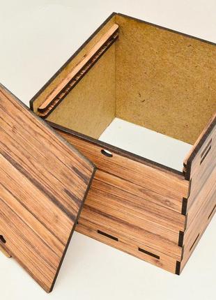 Кольорова подарункова дерев'яна коробка 10х10 см wood style привітальна коробочка для подарунок лдвп3 фото