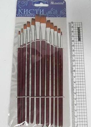 Набір кистей художніх плоских 12 штук josef otten jo7451-12