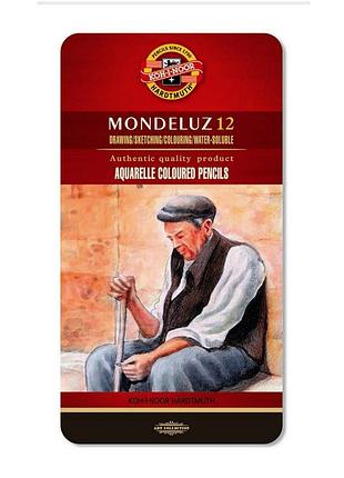 Олівці кол. аквар. mondeluz, мет.кор., 12 шт.