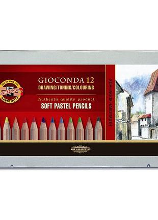 Олівці пастельні gioconda 8827, набір12кол.,мет.уп