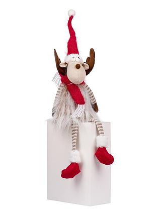 Новорічна м'яка іграшка novogod'ko «олень в червоному», 61 см