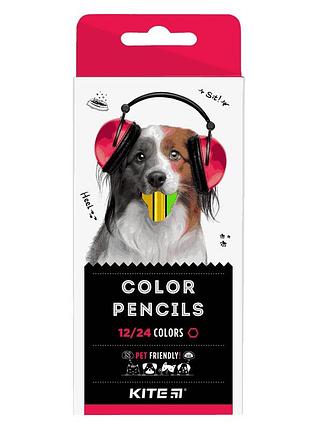 Олівці кольорові двосторонні, 12 шт. kite dogs