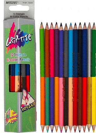 Карандаші кольорові 9101-12cb 12шт/24цв марко