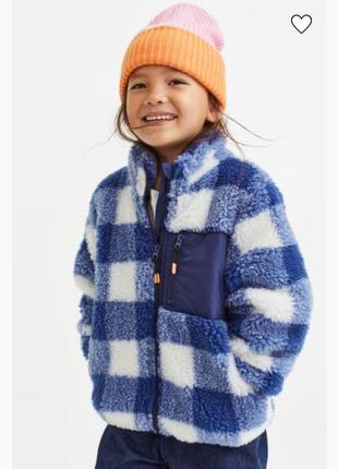 H&m плюшевая очень теплая куртка в клетку батник, свишот, худи,disney zara oysho