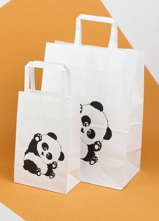 Дитячий подарунковий пакет "чорна панда" 220*120*290 паперові пакети для подарунків з малюнком1 фото