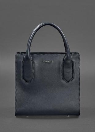 Женская кожаная сумка кросс-боди через плечо из натуральной кожи темно-синяя2 фото