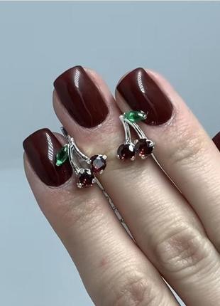 Серьги серебро 925 сережки серебряные детские вишенки 2682