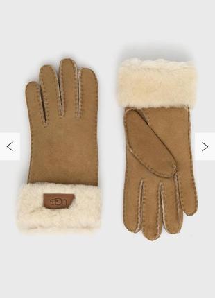 Замшеві рукавички перчатки ugg жіночі колір коричневий