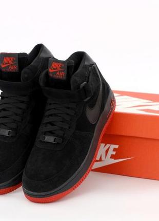 Мужские кроссовки nike air force 1 high black red 44