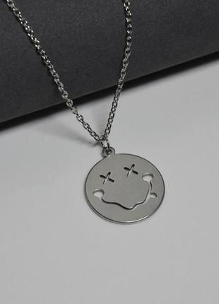 Чоловічий кулон на шию "смайлик" з цепочкою