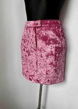 Розовая мини юбка велюр бархат asos in the style бархатная юбочка1 фото