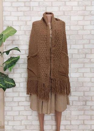 Новый мега теплый шарф/палантин/платок со 100% шерсти в крупную вязку