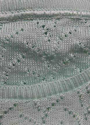 Легкий бирюзовый зеленый свитер кофта нежный вязаный в дырочку st.michael км1416 большой размер9 фото
