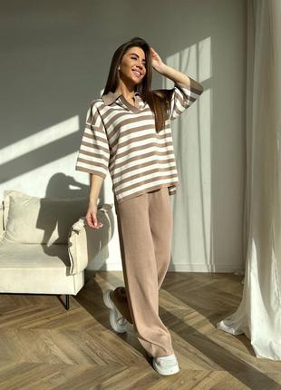 Костюм вязаный прогулочный брюки палаццо