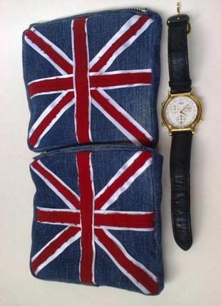 Handmade джинсовый кошелек/косметичка i love britain размером 13 см